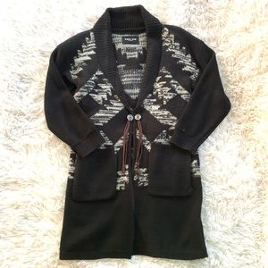 Obey Black and White Long Cardigan/Sweater